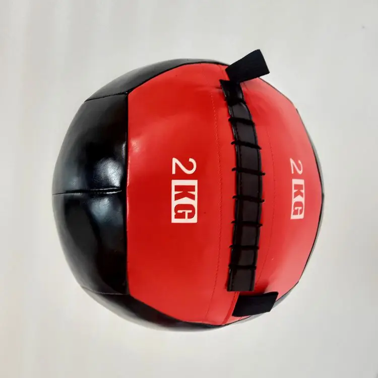 Pu soft wall ball double holder fitness ball color green 6kg medicine ball made in China