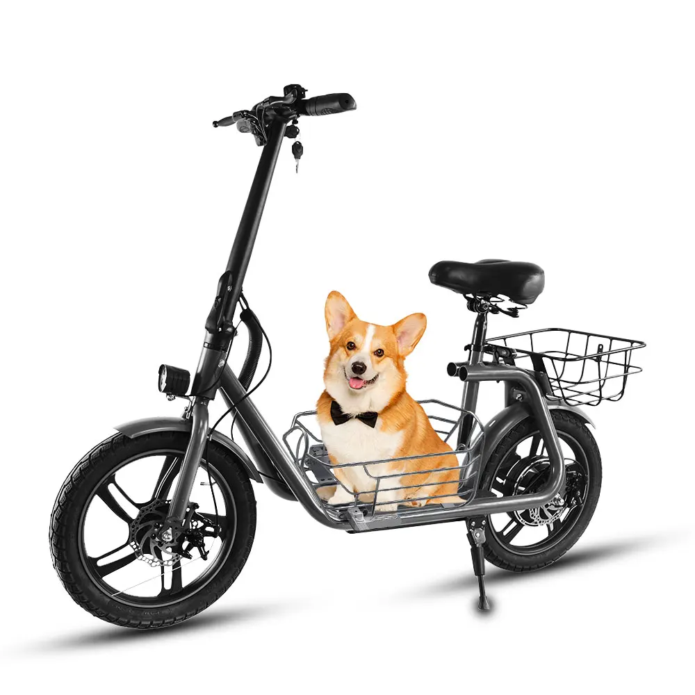 Manufacturer oem wholesale 36v 500w powerful e bike scooter eléctrico cargo fast folding electric scooters with seat and basket