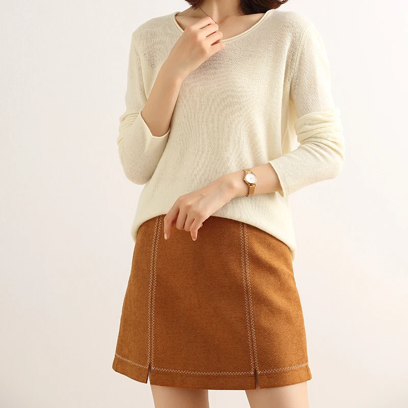 2021 New Autumn Winter Fashion Leisure Slim Round Neck Knitted Women Crew Neck Sweater 100% Women