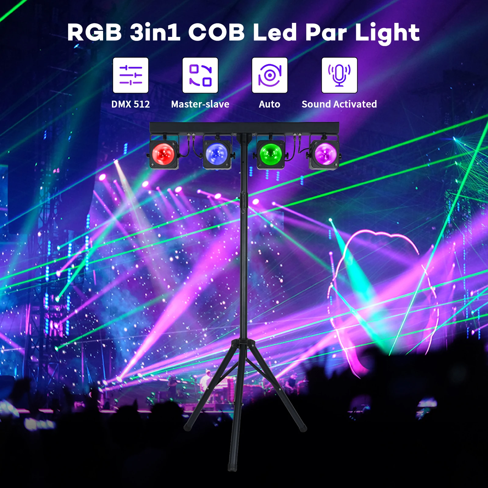 4*30W Rgb Par Light Rgb 3In1 LED Lighting For NightClub Christmas Church Disco Wedding Stage Tripod Stands Par Lights