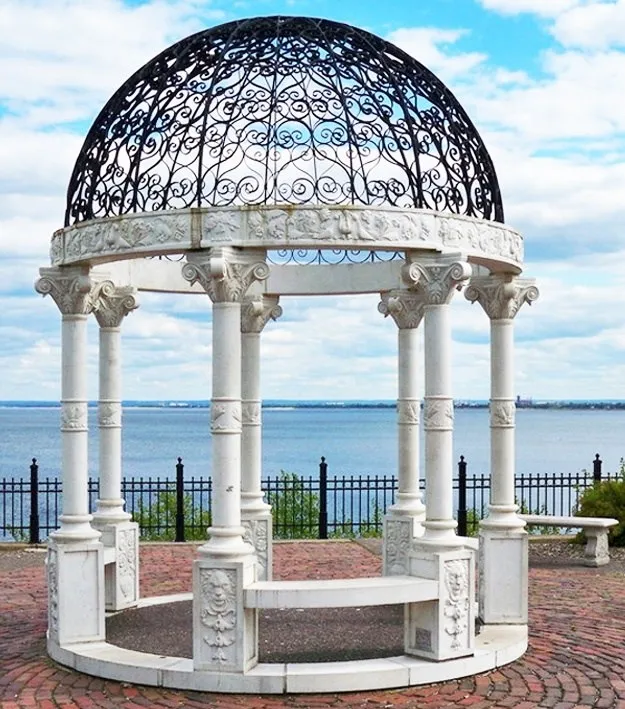 Customizable Simple White Marble Hexagonal Gazebo