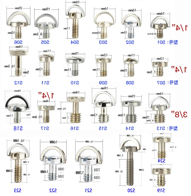 1/4 D Shaft D-ring Screw Adapter for Camera Accessories Quick Release Plate