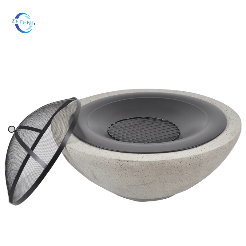 Round Wood Burning Firepit Patio BBQ Brazier Outdoor Garden Heater Magnesium Oxide Base Fire Bowls Barbecue MGO Fire Pit