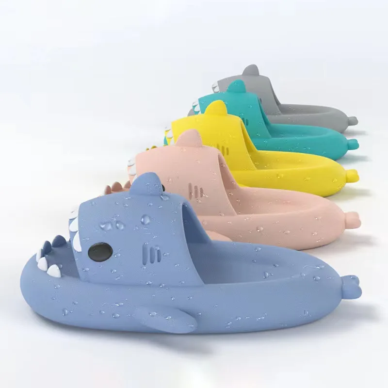 Dropshipping Custom Logo Summer Cute Cartoon Ladies Beach Slides Slippers Indoor House Shark Slippers comfy  home slippers