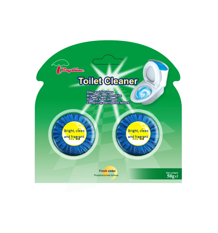 Rayshine wholesale toilet blue bubble Fragrance Block toilet tablet for clean the tank of toilet  50G 2 PCS Travel Set
