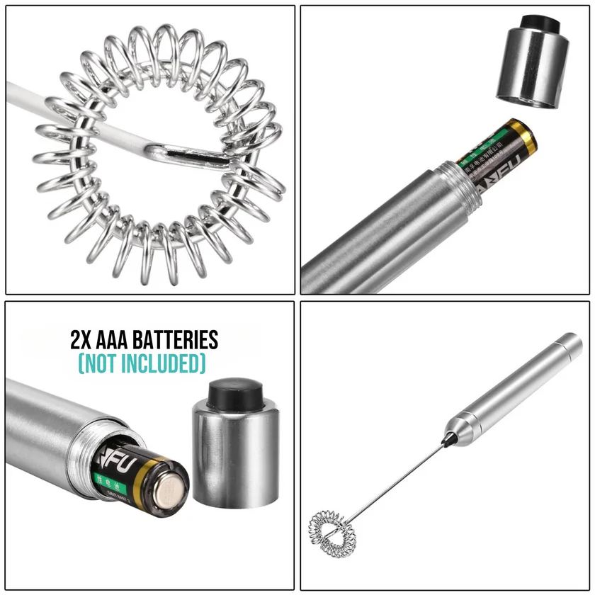 Slim Stainless Steel  Electric Matcha Tea Mixer, Handheld Mini Coffee Foamer Milk Frother Whisk Mix Tools for Powder Supplements