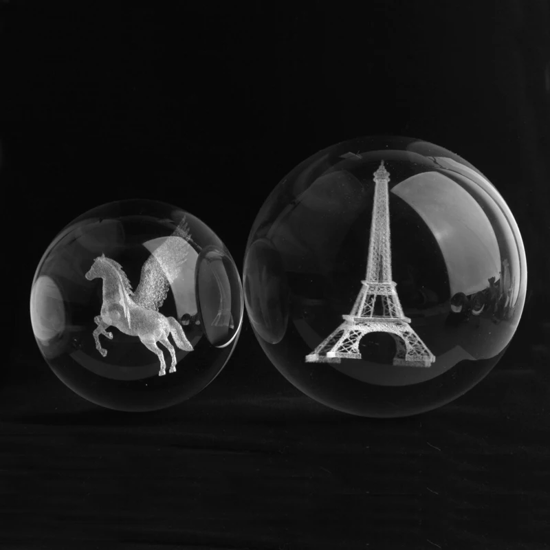Laser Engraved Globe With Base 3d Miniature Figurine Fengshui Crystal Ball for Decoration