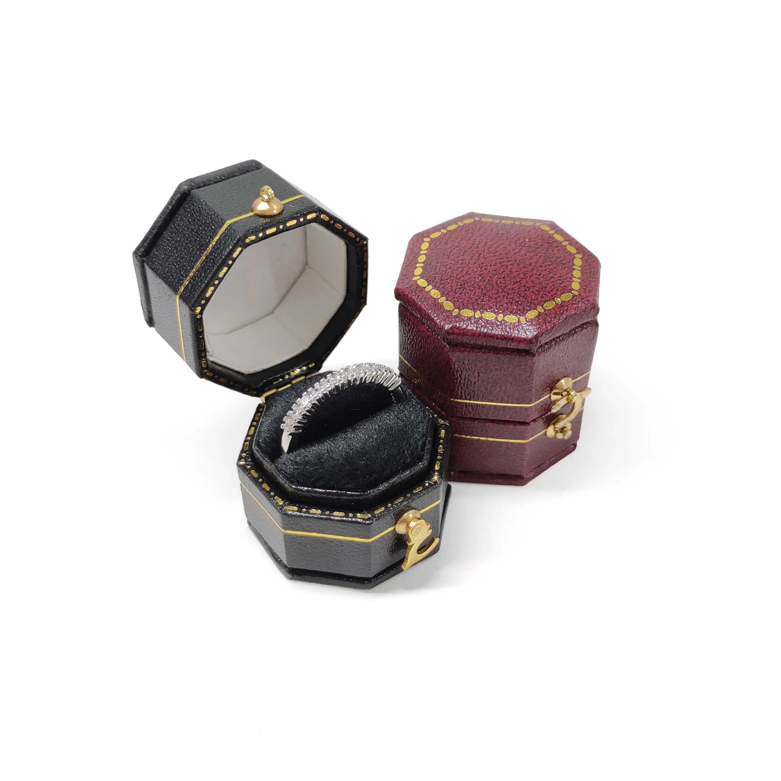 European Mini Retro Ring Pair Prop Jewelry Box Retro Jewelry Box Octagonal Ring Box in stock