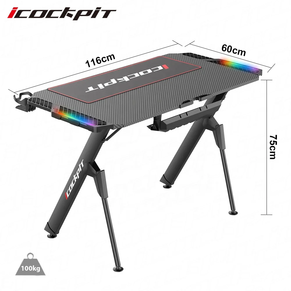 Новейший дизайн игровой стол icquiпита RGB светодиодная лампа компьютерный для ноутбука большой размер Офисный Компьютерный
