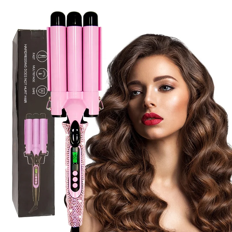 Custom logo Hair Styling Set Heat Protectant Spray Fast RhinestoneHair Straightening Electric Hot Comb 25mm Crimp