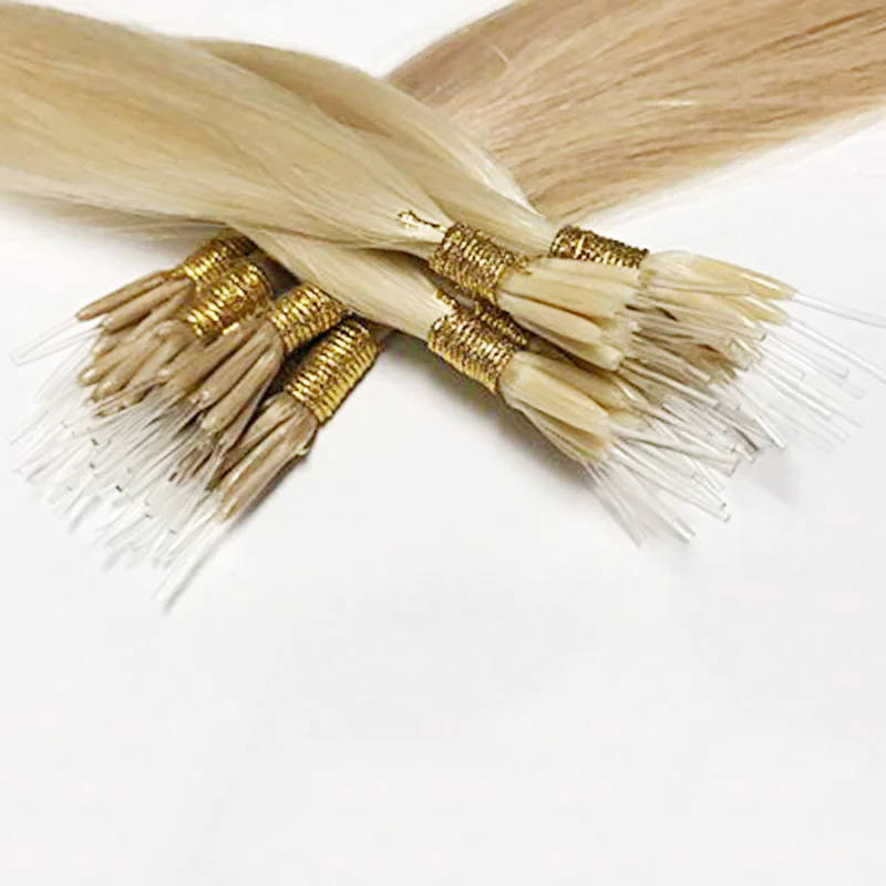 
Silicone lined nano tip hair extensions on the top 