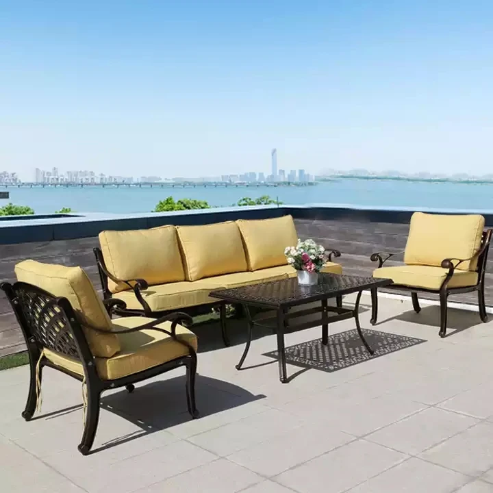 factory directly wholesale terrific quality cast aluminum chair outdoor sofa for dining gathering garden sofa set