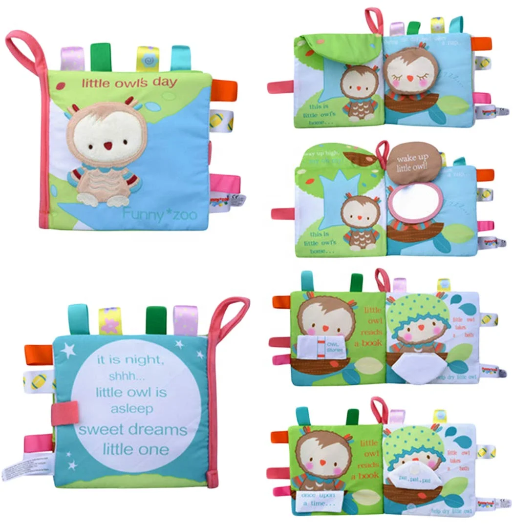 Customized Children folding pockets book Education Fabric  Cute cover travel binding Soft baby sensory  Cloth Books For Kids