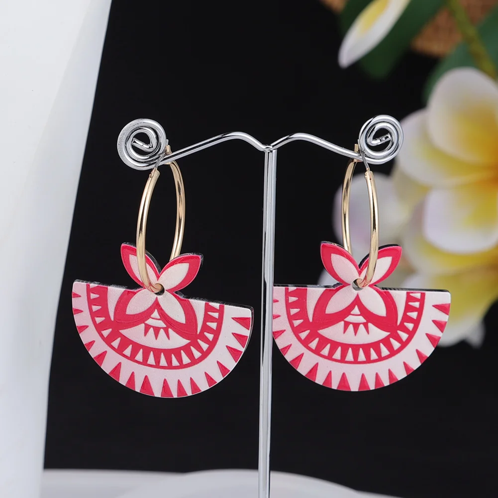 SophiaXuan Yiwu junjian New Arrival Fashion  Acrylic Jewelry Wholesale Polynesian Hawaiian Tribal Earrings