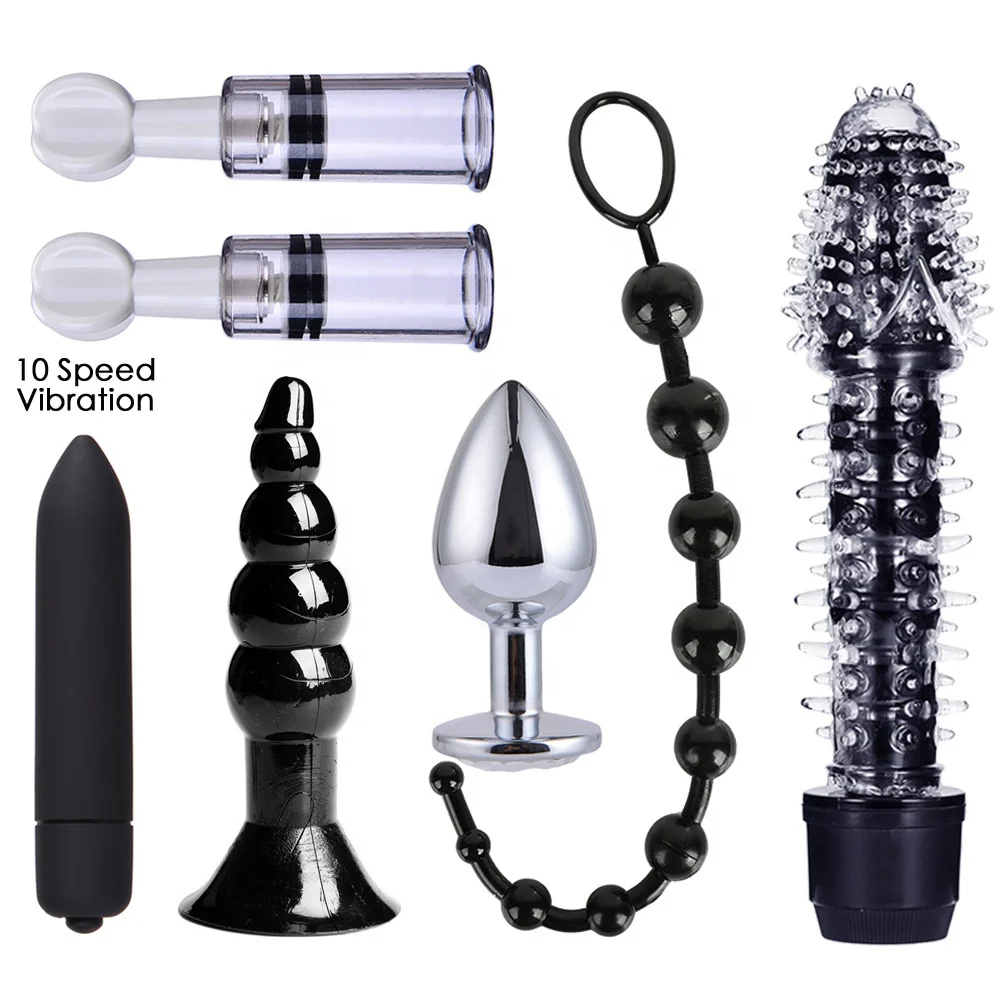 Amazon Hot Selling 26pcs Sexy Lingerie Beads Condoms Nipple Clamps Handcuffs Whip Rope Anal Vibrator Bondage Kits Set for Couple