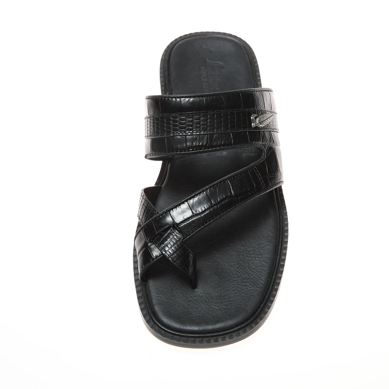 Men new styles men casual leather trending custom made leather slippers for men