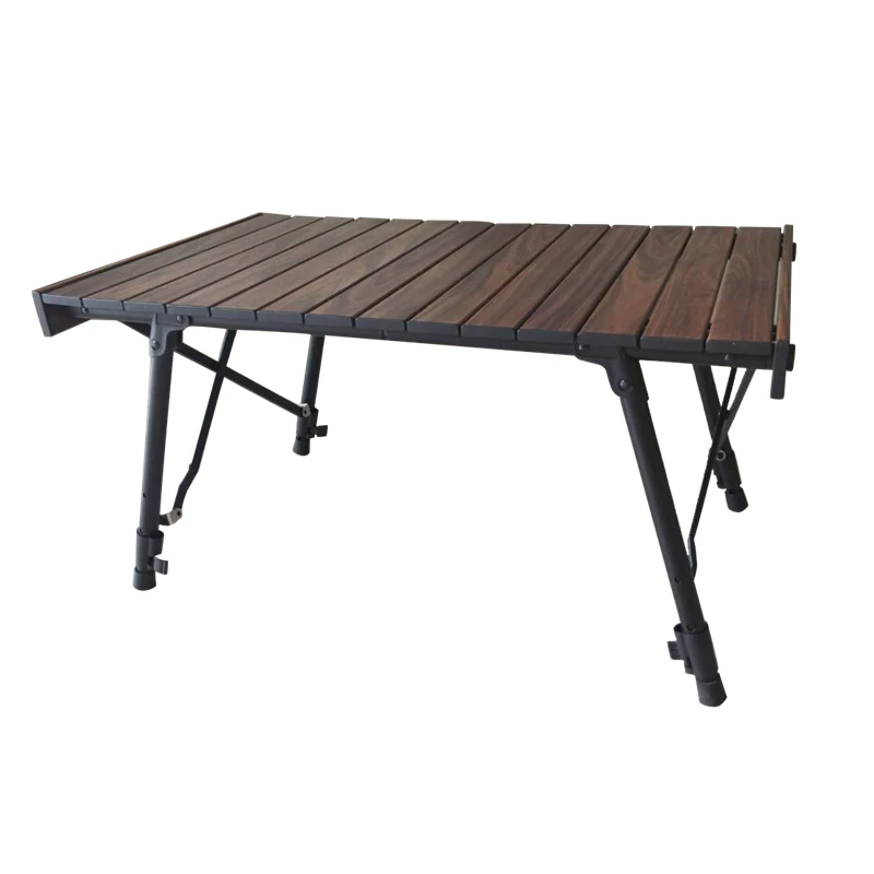 Onwaysports Outdoor Aluminium Folding Roll Wooden Grain Camping Adjustable Heights Table