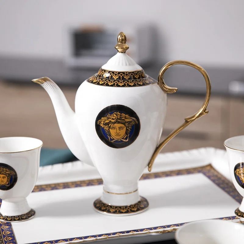 Luxury Afternoon Tea Coffee Set French Blue Vintage Teapot Set with Phnom Penh Ceramic Hot Selling European Customized Color