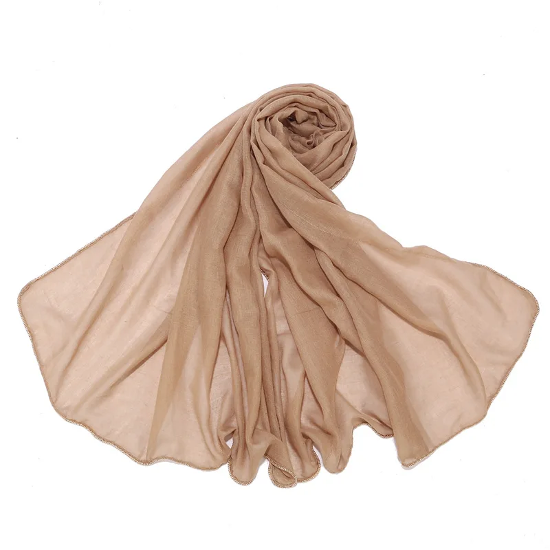 Sharut Wholesale Fancy Customize Hijab Muslim Women Scarf Musulman Shawl With Beads of Love Viscose TR Cotton Line Hijab Scarf