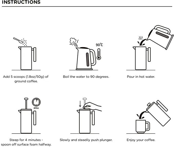 LFGB Certificate Stainless Steel 304 French Press Coffee Pot Double Wall Cafe Pot Gold color Insulated Coffee Maker