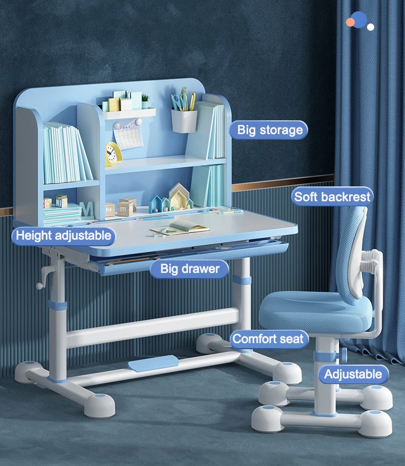 Manufacture Factory Direct Children Study Desk and Chair Set Kids Ergonomic Study Height Table and Chair set
