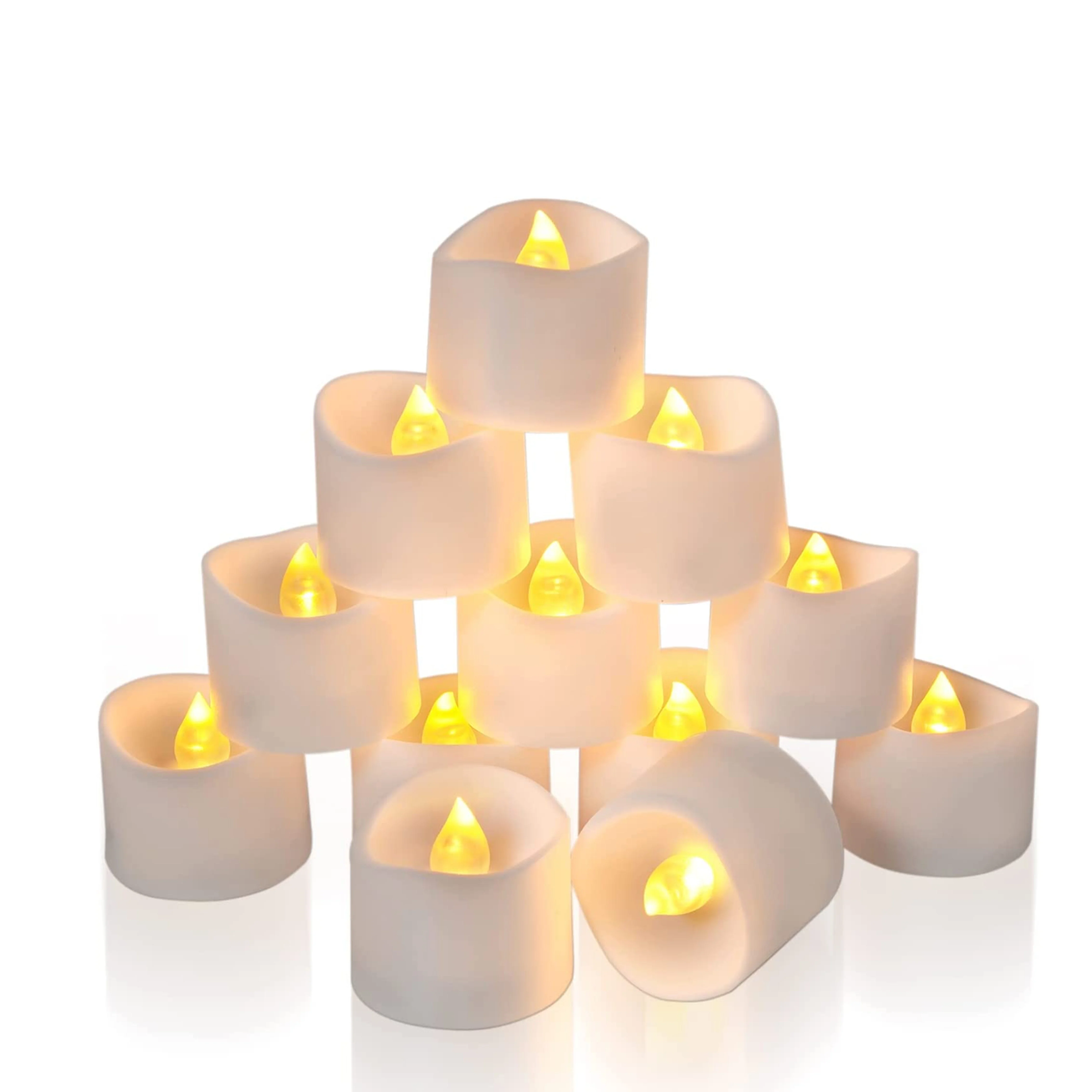 ON-OFF Function, 12 packed, Vivid Flameless Flickering LED Tealight Candle