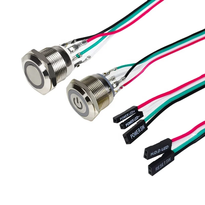 Computer Host Button Waterproof Momentary Horn Metal Push Button Switch for Motorcycle Car Boat Max Yellow Green Red