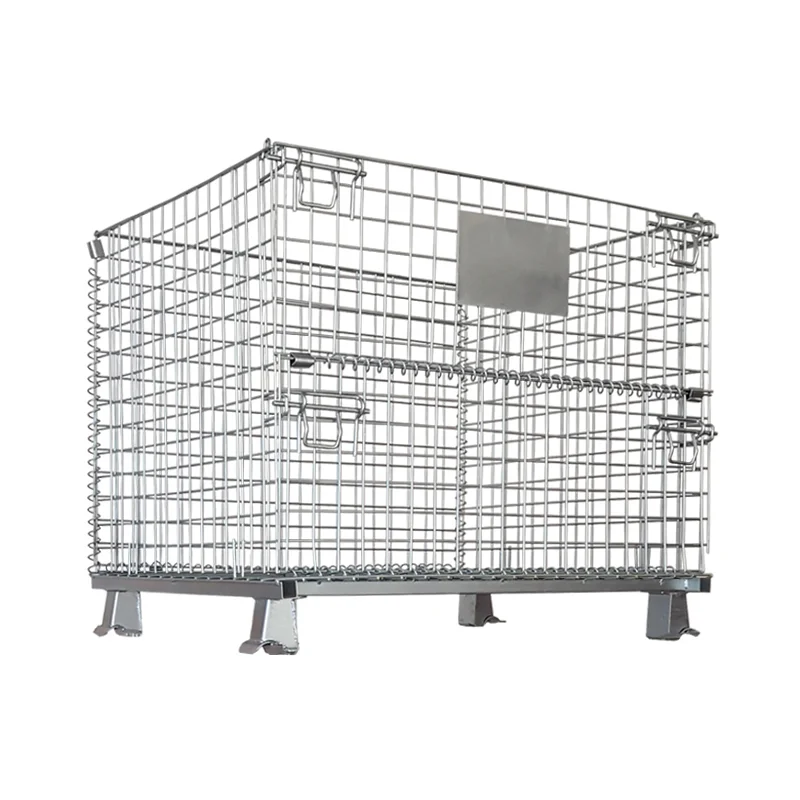 Folding Warehouse Mesh Stackable Storage Metal Steel Wire Pallet Cages