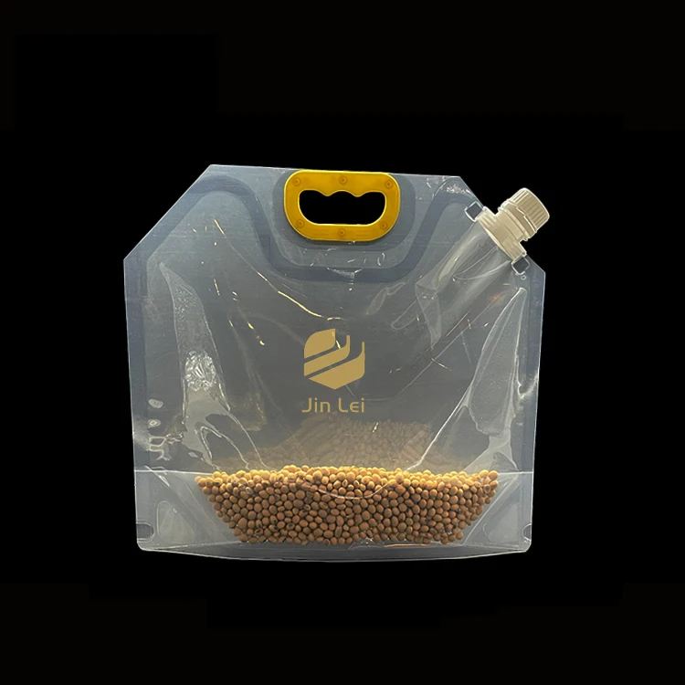 3L 5L Food-grade PET type Transparent Factory Customized catering use Big sizes Nuzzle Pouches Plastic Handle