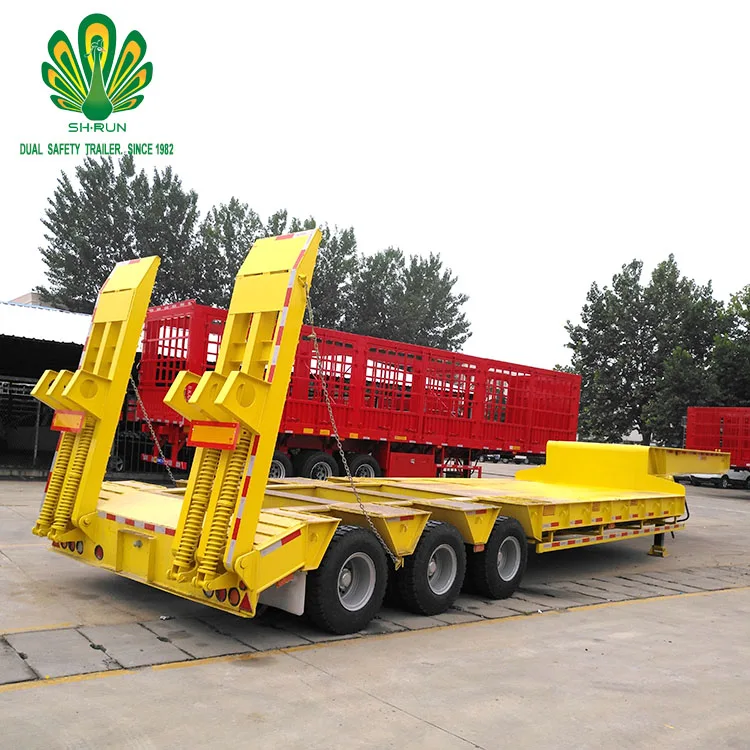 High quality low bed semi trailer 3 axles equipment low bed truck trailer