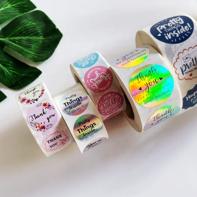 LOPAL Low price china manufacturers customized label thank you sticker label with gold foil hologram glossy finish waterproof