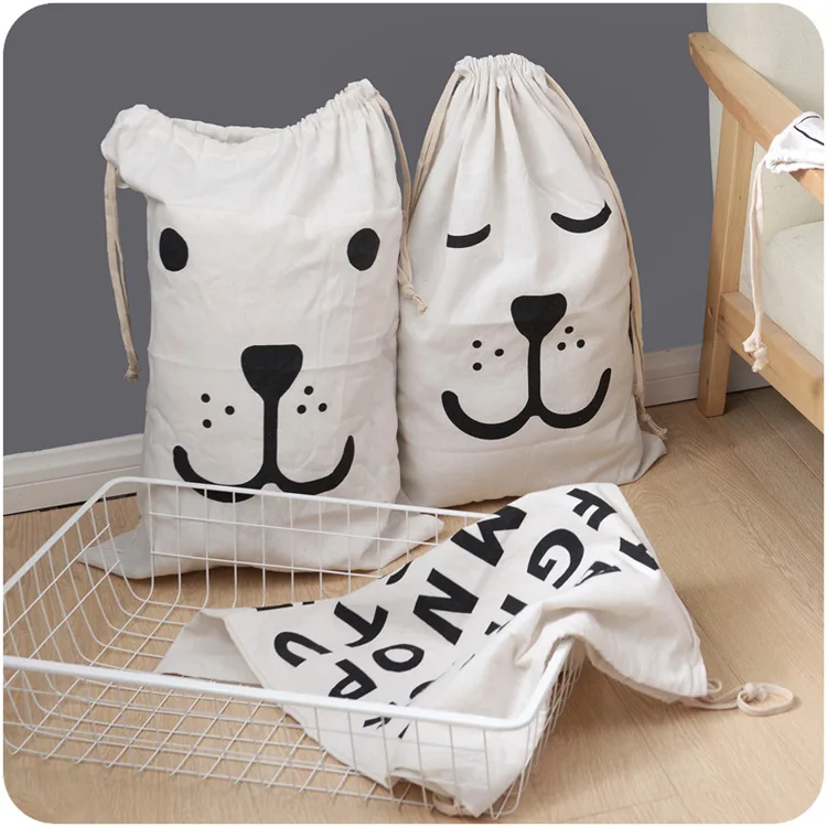 Durable Breathable Cotton Drawstring Bags Home Storage Space Saving Drawstring Bags