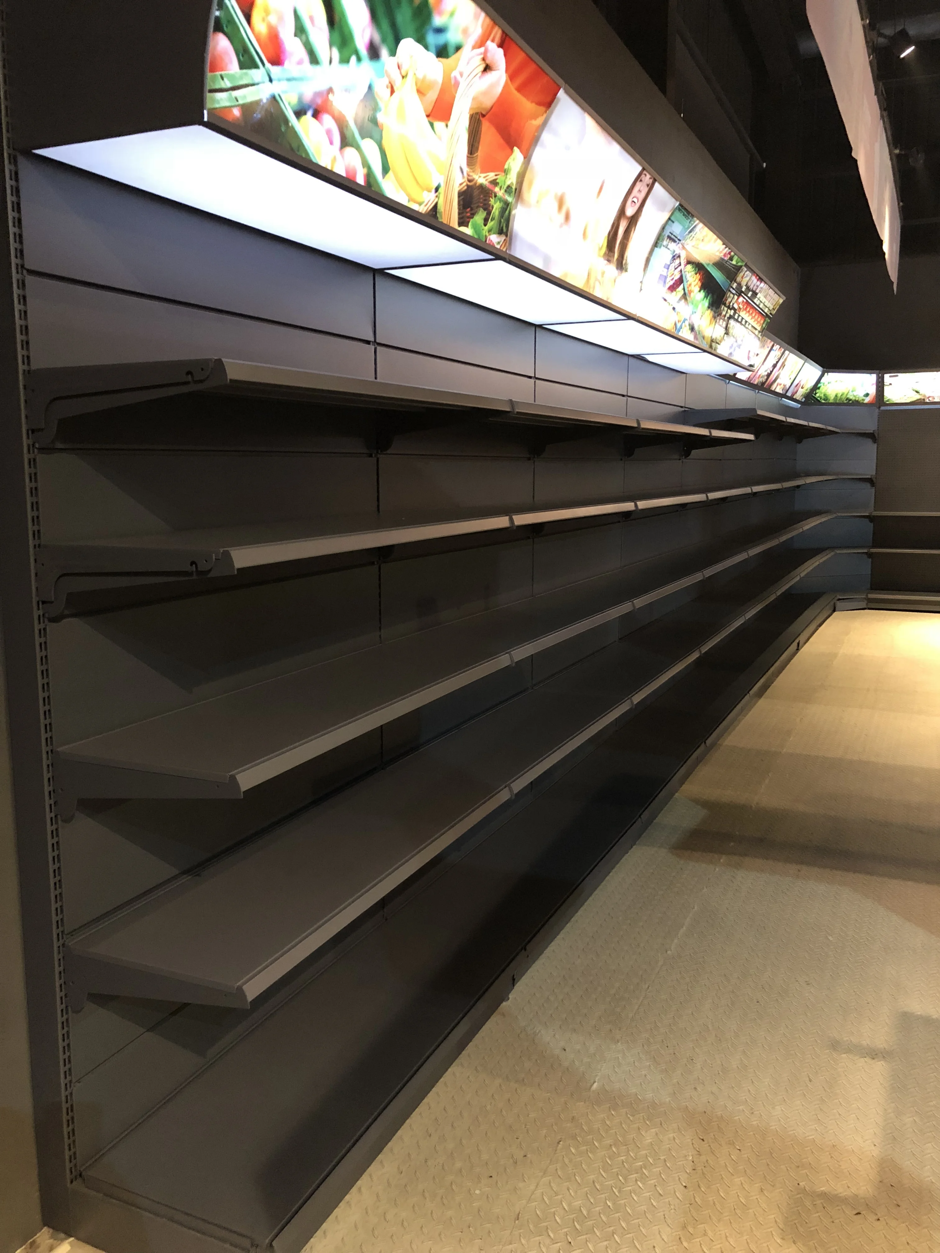 High Quality Custom Supermarket Display Shelf Led Stainless Steel Grocery Shelves