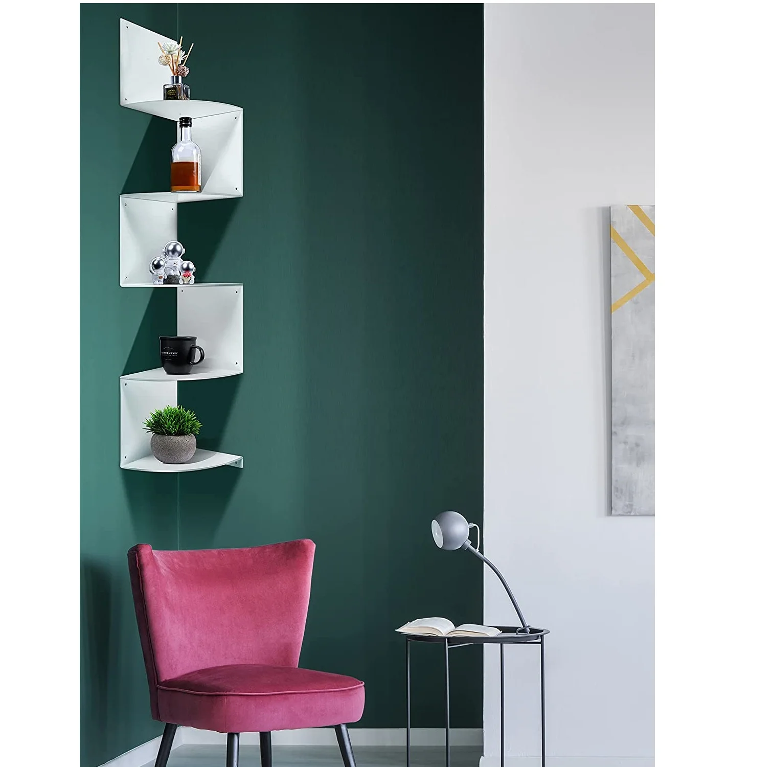 Acrylic Corner Shelf, Wall Mount Corner Shelf Acrylic Floating Corner Shower Storage Organizer with Square Acrylic Board