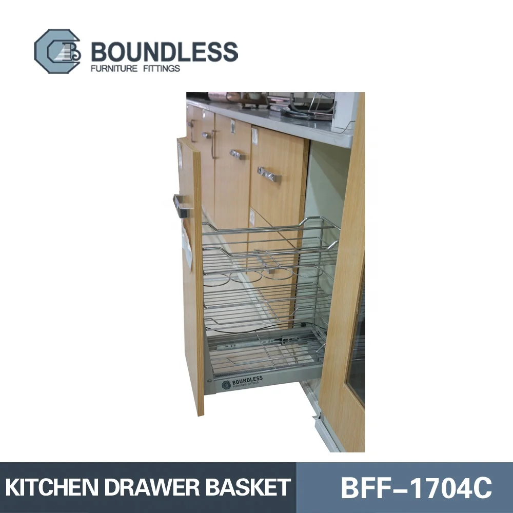 Kitchen Cabinet Metal Pull Out Wire Rack Storage Basket Two Tiers Rack Organizer Cabinet Accessory