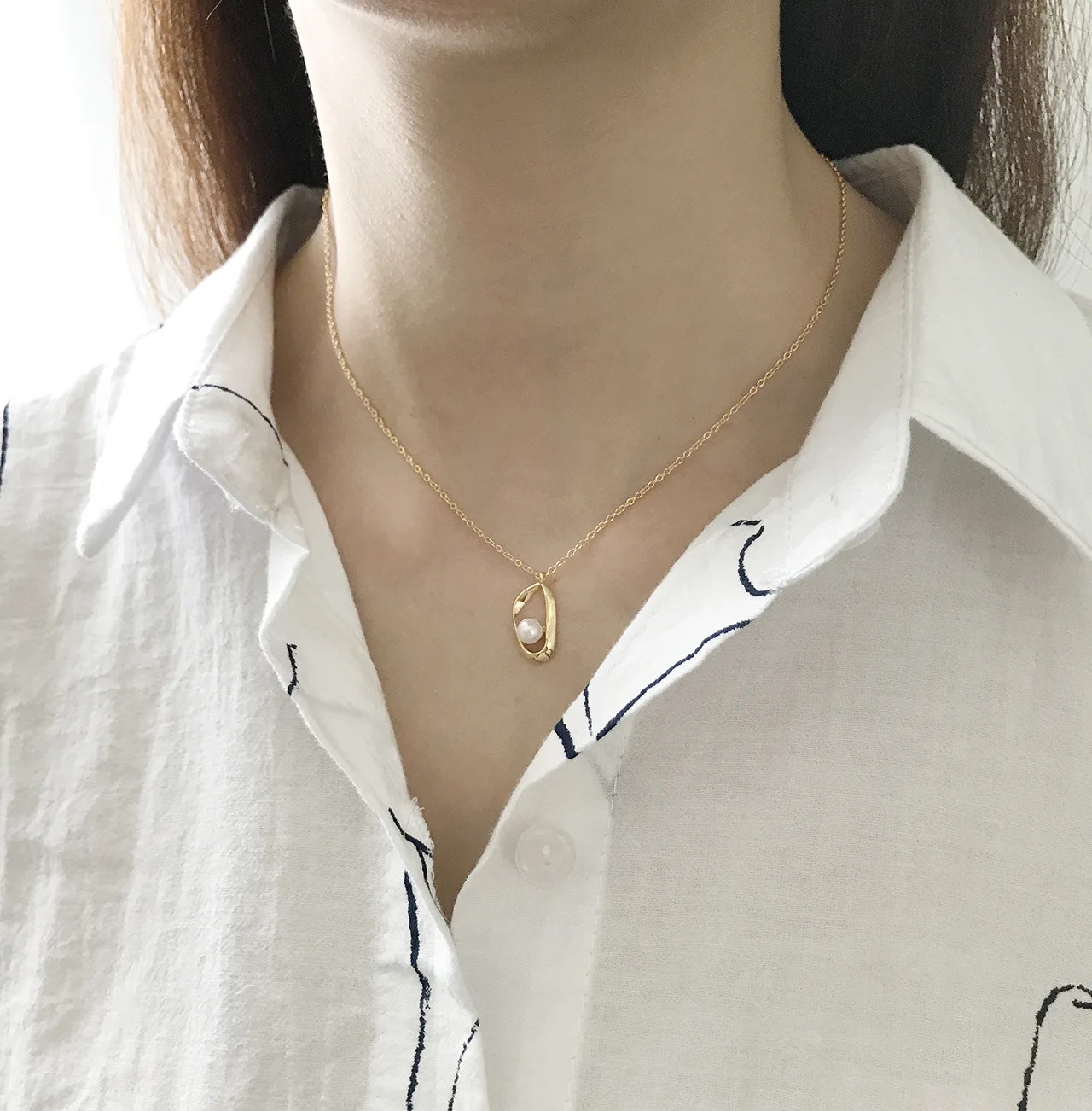 Light Luxury S925 Silver Irregular Pearl Necklaces Sterling Geometric Pendant Necklace For