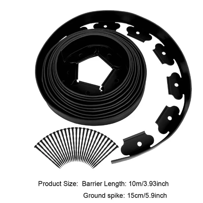 10M Landscape Edging No Dig with 30 Spikes Heavy Duty No-Dig Landscape Edging Garden Edging Coil for Garden Flower Beds Pavement