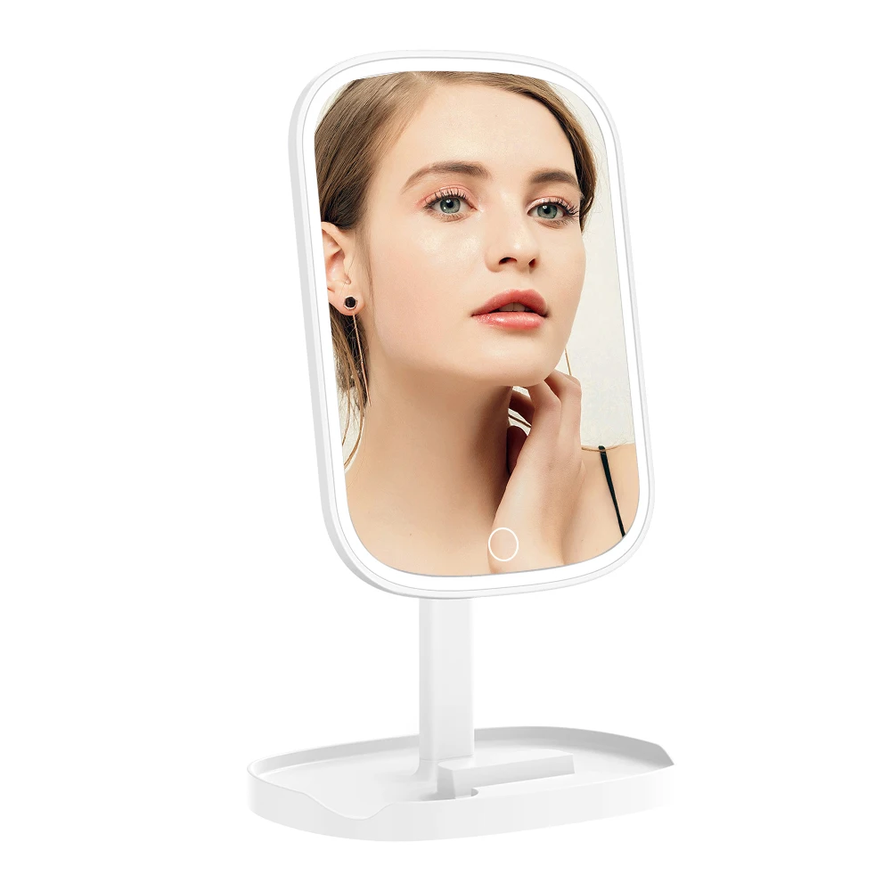 M13 настольная перезаряжаемая квадратная светодио дный косметический макияж зеркало с корпусом держатель мобильного телефона