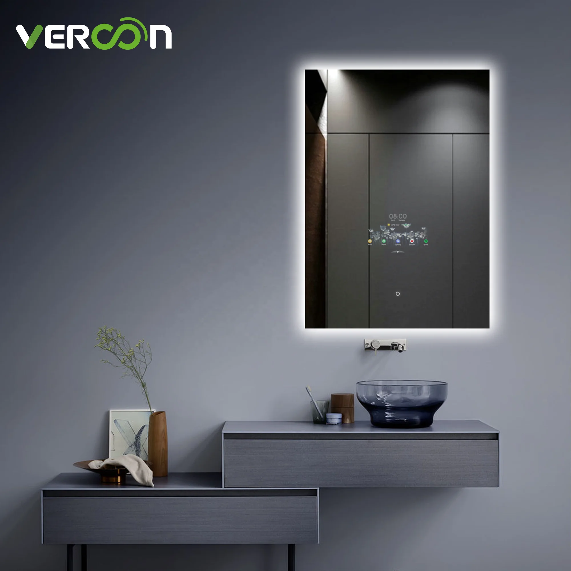 Verson 60x80 см светодиодное зеркало для ванной комнаты с подсветкой умное большое противотуманные регулируемой яркостью