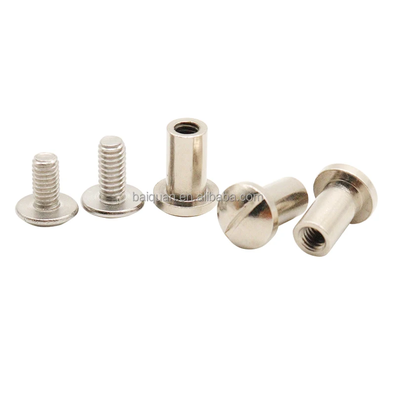 OEM single snap head or double male female book binding screw bolts for pet dog chain leather book binding screw