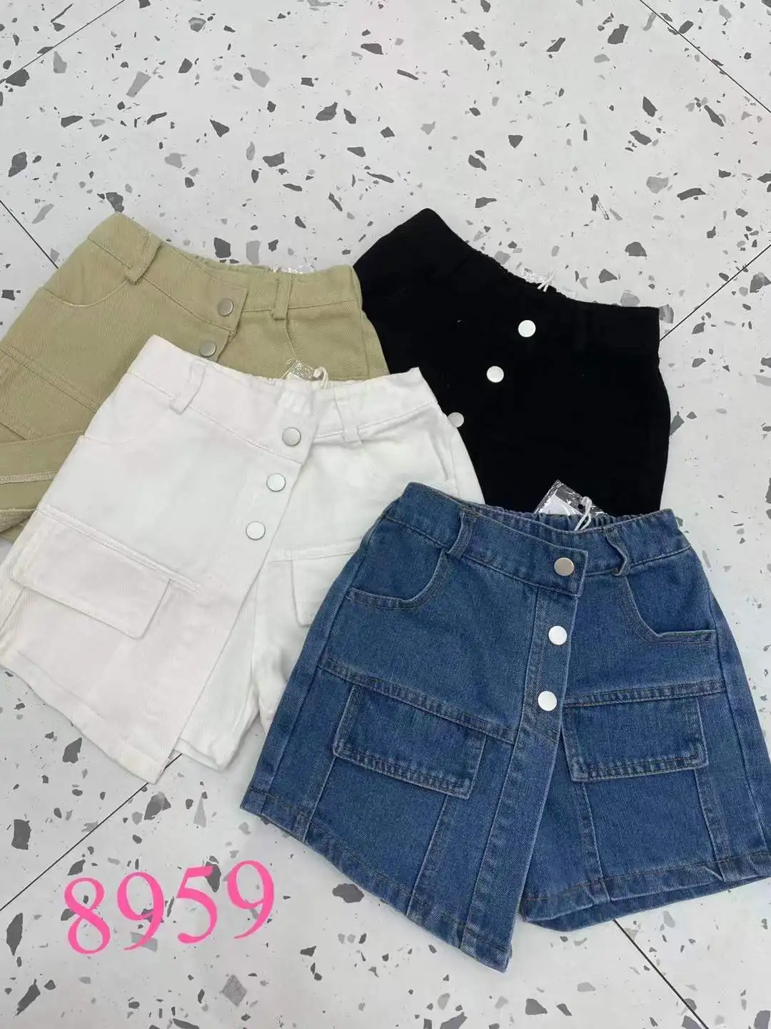 girls short skirts with pockets kids solid color cotton skirt