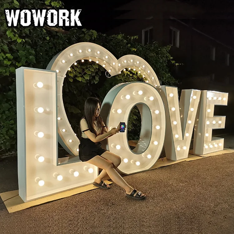 Marquee 3D metal bulb RGB led light giant 4ft 5ft love letters for wedding ornament (60744591660)
