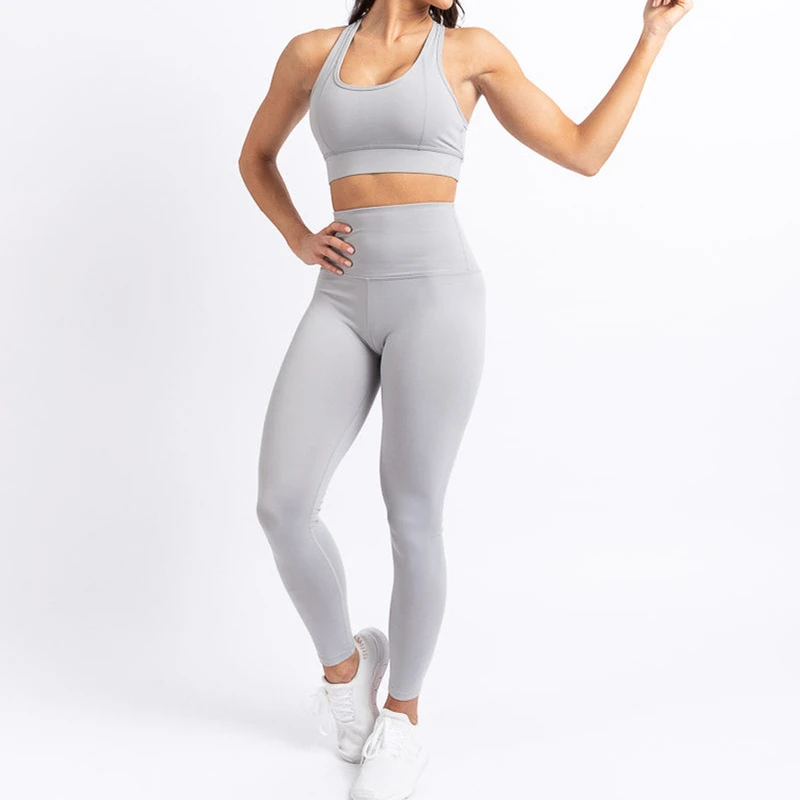 Custom Logo New Arrival Workout Scrunch Butt Sportswear Bra High Waist Push Up Two Piece Legging Set