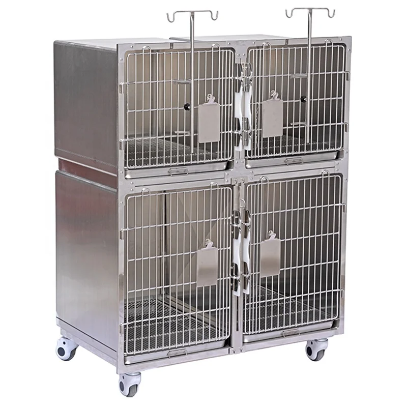 Pet Supplier Vet Animal Hospital Cage Combined Stainless Steel Veterinary Pet Cage for Animals Exhibition