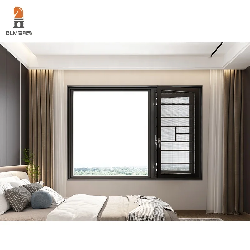 BLM Modern aluminum Alloy Hurricane-proof Windows and Doors Waterproof Interior Safety Casement Window tilt turn windows