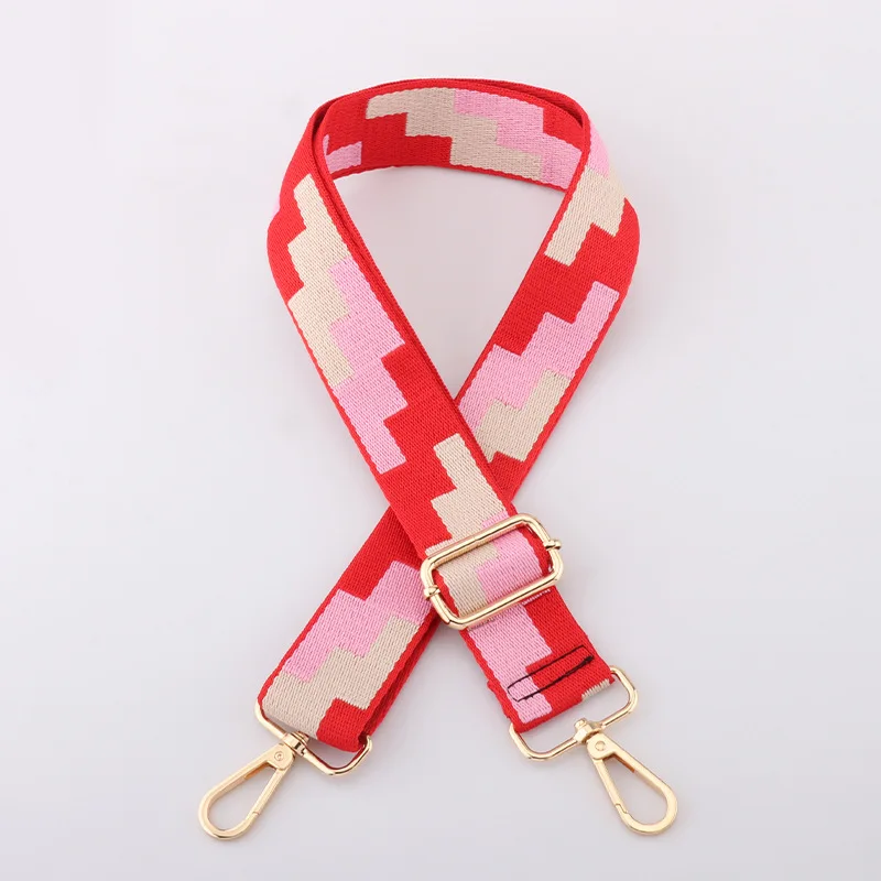 Multicolor Tetris Design Jacquard Webbing Crossbody Bag Straps 3.8cm Wide Adjustable Belt Strap For Ladies Handbag