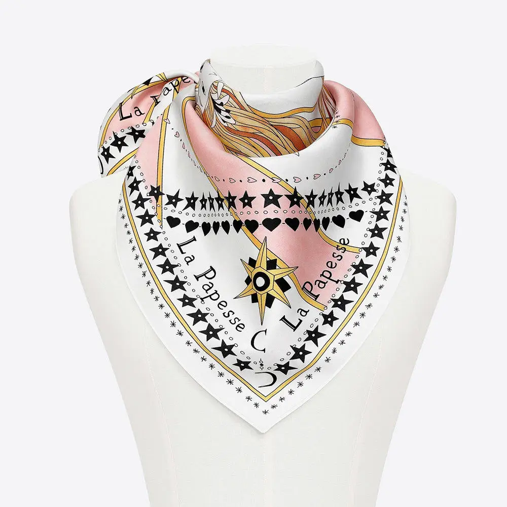 Edge Laying Head Scarves Square Ties Bag Tie Ribbon Custom Printed Silk Hijab Wig Print Hair Scarfs Satin Striped Scarf