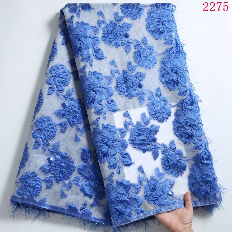 Материал из жаккардового кружева для женщин, африканская французская кружевная ткань, высококачественные перьевые кружева с тиснением, нигерийская ткань 2275