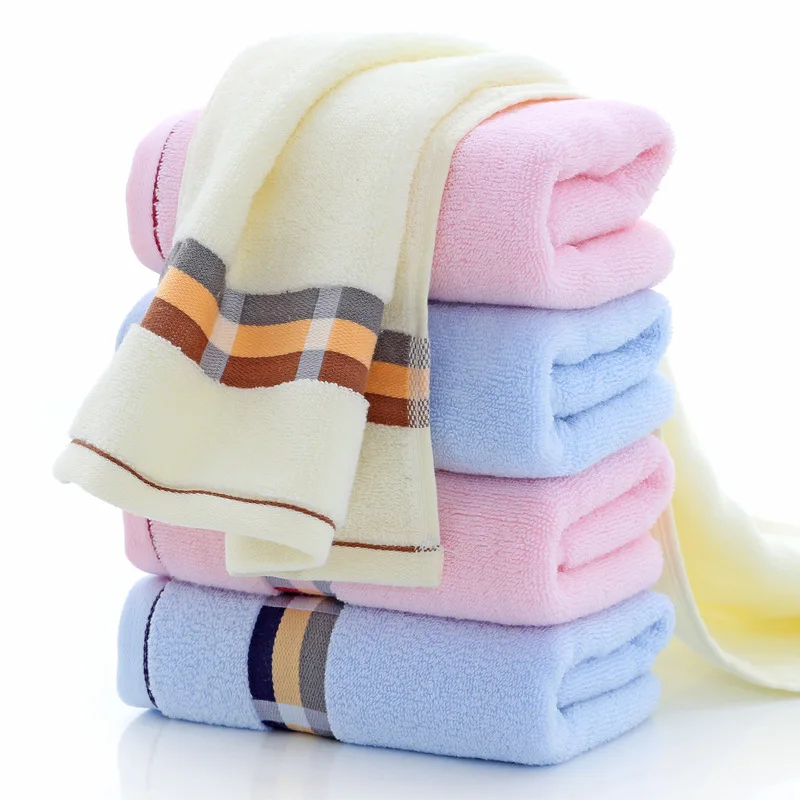 
Wholesale soild color soft comfortable absorbent custom logo striped facial towel 