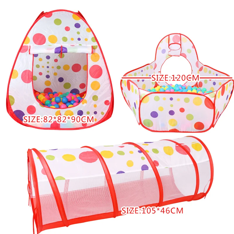 Foldable 3 pc Princess Castle Play Tent Tunnel and Ball pool with Basketball Hoop tent for kids indoor play house